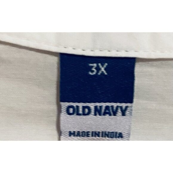 Old Navy Top Womens 3X White Button Up Long Sleeve Smocked Cotton Poplin Classic - Picture 4 of 6